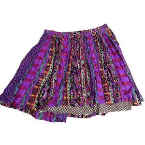 Vintage Bohemian Handmade Drawstring Patchwork Crinkle Drawstring Skirt